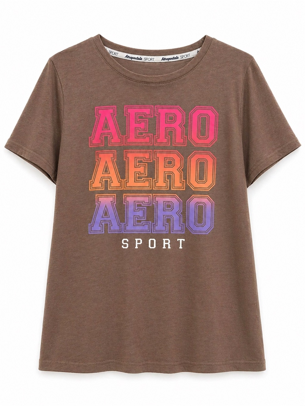 Aeropostale Sport Brown Crewneck Tee with White Logo